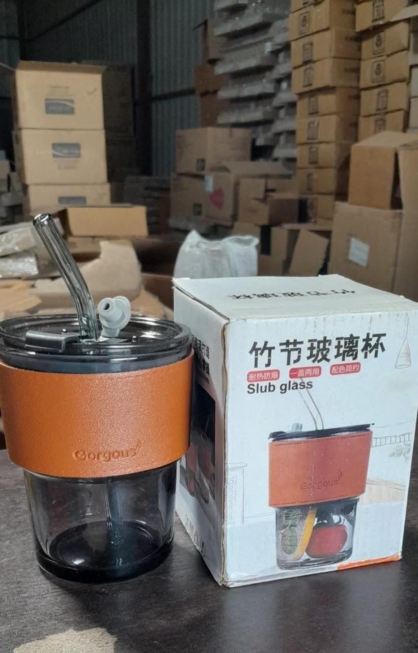 Over Glass Water Bottle with Straw